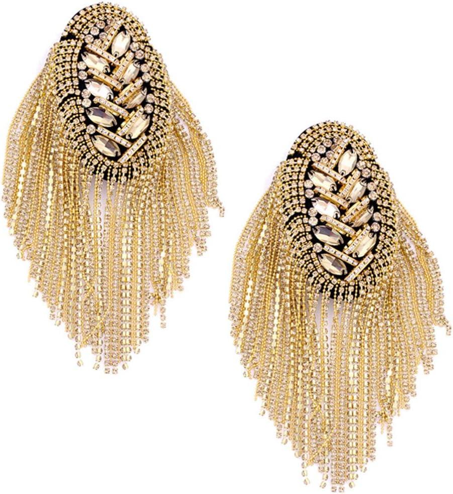 TENDYCOCO Halloween Costumes Tassel Epaulet Shoulder Pads Rhinestone Shoulder Board Costume Shoulder Jewelry Shoulder Badge Decor for SuitGolden Mens Clothing