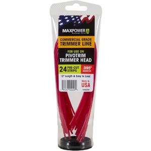 MaxPower 333795 Pivotrim Commercial Grade Trimmer Line Replacement Strips .095" x 12" - 24 Strips, white