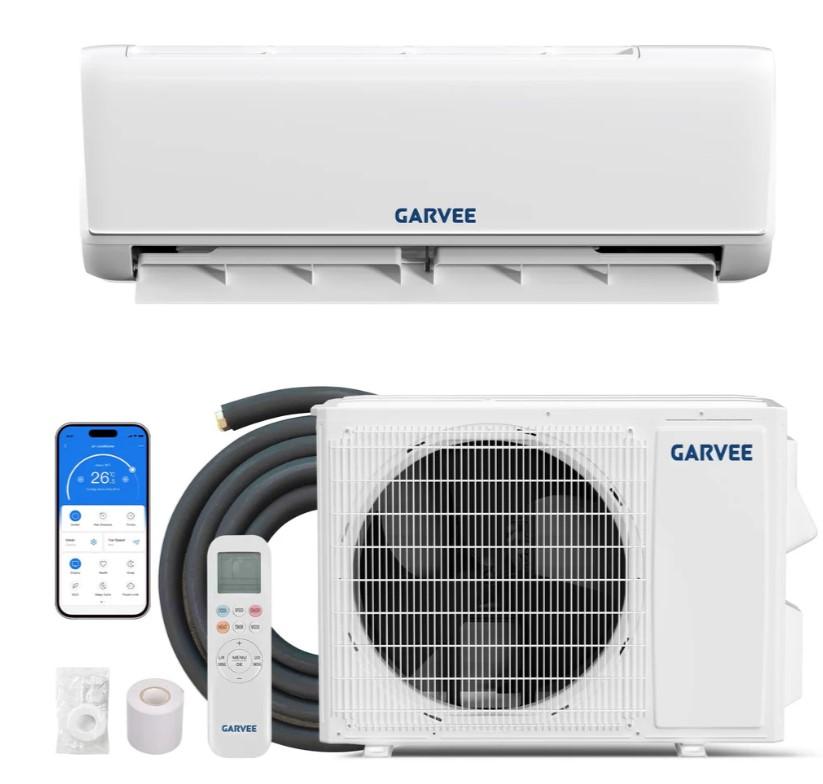 Garvee 9000 BTU Mini Split Air Conditioner& Heater,WiFi Enabled, 19 SEER2 115V, Cools 550 Sq.Ft, Alexa Compatible, Remote Control, Self Cleaning, Includes Installation Kit