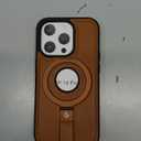 for iPhone 14 Pro Leather Case with Stand, Anti-Slip Grip Ring, Fits for MagSafe (Brown, IP14 Pro-6.1inch)