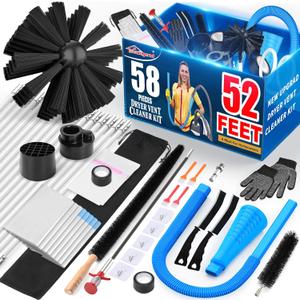 Sealegend 58-Piece 52-Feet Dryer Vent Cleaner Kit, Dryer Cleaning Tools