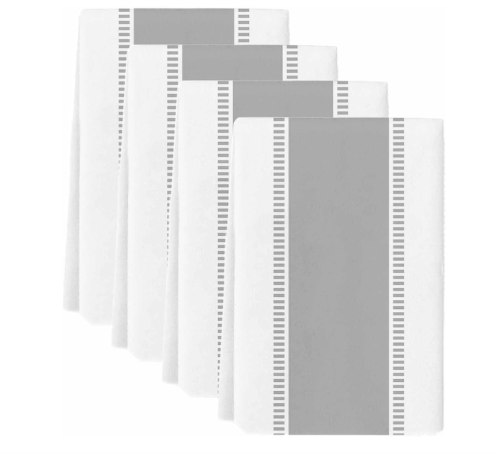 LooPoP Kitchen Towels Set of 4 Grey Stripe Dish Towels and Dishcloths Sets Decorative Tea Towel Farmhouse Absorbent Hand Towels for Kitchen Bathroom Drying Cleaning Home Decor