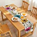 5-Piece Elegant Floral Table Runner & Placemat Set  Includes 1 Runner & 4 Placemats  Vibrant Multicolor Botanical Pattern for Dining Room, Kitchen & Special Occasions