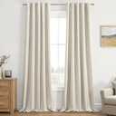 EMEMA Cream Beige Linen Blackout Curtains 84 inch Long 2 Panels Set for Bedroom Back Tab Thermal Insulated 100% Black Out Drapes Pinch Pleated Hooks Room Darkening Window Curtain for Living Room