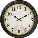 Large Outdoor Clocks Waterproof with Thermometer Combo Vintage Wall Clock Decor for Bathroom Patio Pool Garden(16 Inch)