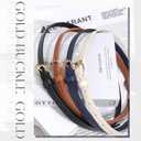 JASGOOD 4 Pack Skinny Women Leather Belt for Dresses Thin Waist Belt for Jeans Pants with Gold Buckle (A-black+brown+navy Blue+beige)