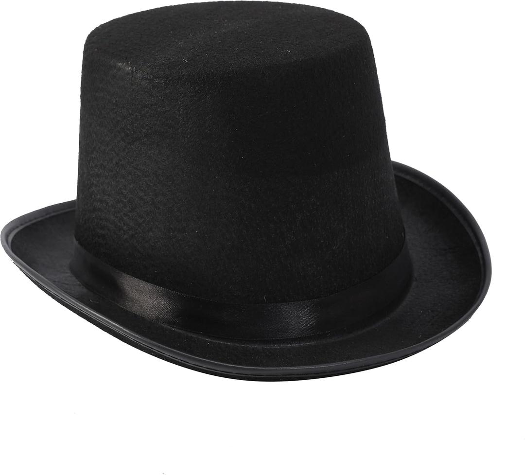 COLLECT PRESENT Deluxe Black Costume Hat  Top Hat for Men & Women  Elegant Party Accessory for Halloween, Themed Events, or Formal Cosplay  One Size Fits Most  Unisex Design