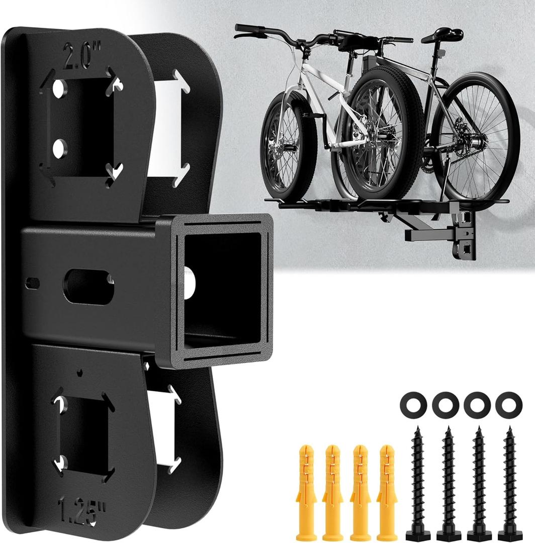 Hitch Wall Mount Receiver, Bike Rack Organiser, Maximum Load 300LBS, Garage Wall Mount Organiser for Bike Rack, Cargo Rack, Trailer Hitch, Snowboard Rack (2 Receiver)