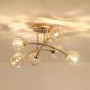 AGV LIGHTING CL042 Modern Spuntnik Crystal Ceiling Light Fixture, Semi Flush Mount Ceiling Light, G9 Base 6-Lights, D16 x H10, Clear Crystal & Shining Gold Finish Metal Frame