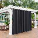 BONZER Waterproof Outdoor Curtains for Patio Cabana Deck Sunroom - Thermal Insulated Sunlight Blocking Grommet Blackout Curtains for Bedroom Living Room,1 Panel, 120W x 108L inch, Dark Grey