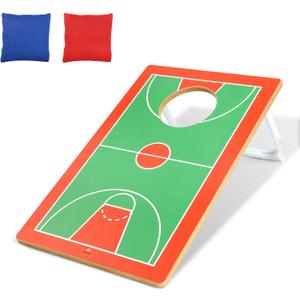 1pc Cornhole Board Set, Basketball Cornhole Sets, Mini Wooden Corn Hole Set for 3-12 Years Boys, Size 1.64 Ft X 1.05 Ft,Including 2 Bean Bags, Fanny Basketball Fan Gift, Brithday Gift for Kids