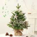Mini Christmas Tree, Tabletop Small Christma Tree Green Prelit Christmas Tree with Music Artificial Xmas Tree with Xmas Ornaments Christmas Decorations Indoor Outdoor for Home Party