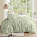 Comfort Spaces Sage Queen Comforter Set - 3 Pieces Pintuck Pleated Bedding Sets Queen, All Season Lightweight, Extra Softness Pre-Washed Microfiber Queen Bed Set, Shams, Full/Queen, AM10-0135