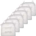 Chair Cushion, 6 Pack Chair Cushions for Dining Chairs, Chair Pads and Mat with Ties for Indoor Kitchen Seat and Desk (White, 6 Count - 17 x 16 in)