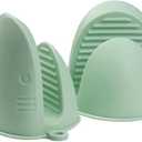 Mini Oven Gloves Silicone Heat Resistant Cooking Pinch Mitts Potholder for Air Fryer Kitchen Cooking & Baking (Green)