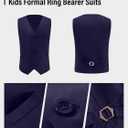 Boys Suits 5 Piece Slim Fit Suit for Kids Formal Ring Bearer Suits Gentleman Wedding Party Outfit (Blue) 14