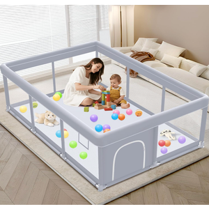 XVISHX Baby Playpen 74 x 50 Inch Play Pen Playards, Playpen for Babies and Toddlers, Baby Playard for Indoor & Outdoor Active Center Game Fence, with SkinFriendly Fabric and Soft Breathable Mesh Grey