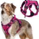 rabbitgoo Tactical Dog Harness for Large Dogs, No Pull Military Service Vest with Handle & Molle, Easy Control for Training Walking, Adjustable Reflective Straps, Black & Rose Red, M