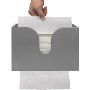 Essentially Yours Bamboo Paper Towel Dispenser, Paper Towel Holder Wall Mount & Countertop for Kitchen and Restroom Decor - Holds Multifold Paper Towel, C Fold, Trifold Hand Tissue Napkins (Gray)