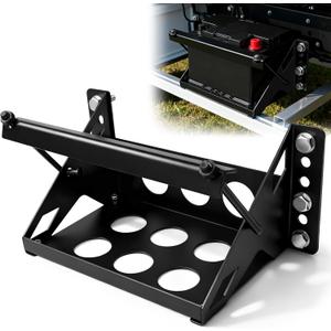 Metal Steel Bolt-in Battery Mounting Tray Bracket for Car Truck Boat RV Trailer Fits up to 10.63"x7.06"x7.5"Battery, Anti-Rust Corrosion, Black
