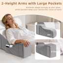 5PCS Reading Pillow for Sitting in Bed Adult, 2 in 1 Foldable Back Wedge Pillow for Sleep, Ergonomic Back Support Pillow with Arms for Watching TV, Gaming, Working, Recovery, 19 White/Grey