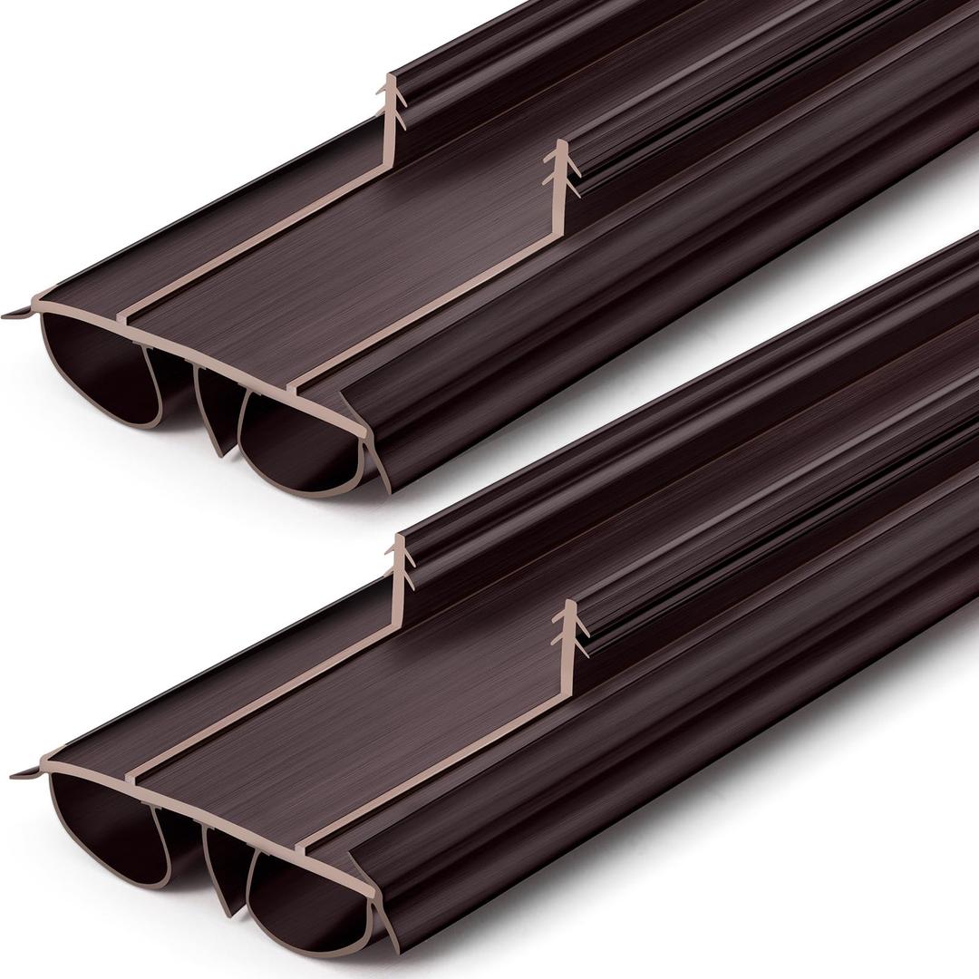 Pushglossy 2 Pcs Double Bubble Kerf 36" Door Bottom Seal, Brown