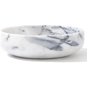 6.7" Decorative Bowl - Natural Marble Key Bowl & Centerpiece (White & Grey)
