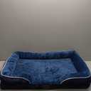 Bedsure Orthopedic Dog Beds Large Sized Dog - Washable Large Dog Cat Bed Waterproof, Comfort Dogs Couch Sofa with Washable Removable Cover, Pet Bed with Nonskid Bottom, Blue Navy, 35"
