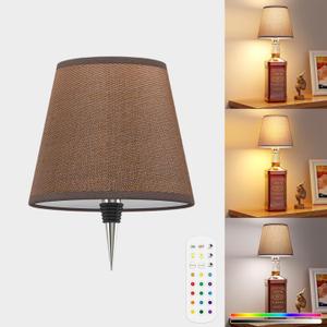 Cordless Bottle Lamp Shade Wireless RGB LED Wine Bottle Lamp with 3 Color Temperature 5000mAh Battery Portable Table Lamp for Indoor Outdoor Dining Bedroom with Remote (Brown, 1 Pack)