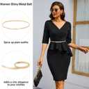 GRACE KARIN Women Skinny Metal Cinch Belt Gold Waistband Elastic Waist Belt CL633 (Gold, S)