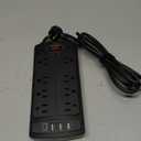 Surge Protector Power Strip - Nuetsa Flat Plug Extension Cord with 8 Outlets and 4 USB Ports, 6 Feet Power Cord (1625W/13A), 2700 Joules, ETL Listed, Black