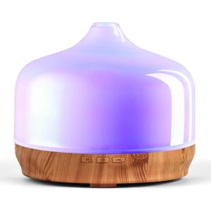 Porseme 500ml Glass Essential Oil Diffuser Aromatherapy Ultrasonic Cool Mist Humidifier 15-21 Running Hours Waterless Auto-Off Air Diffusers for Sleeping Yoga Working Spa(White Jade)