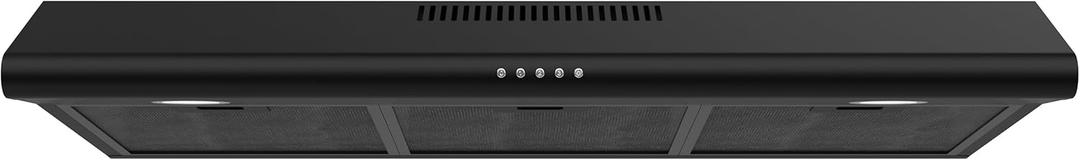 FIREGAS 36 Inch Black Under Cabinet Range Hood, 200 CFM Ducted/Ductless Convertible Kitchen Hood with 3-Speed Stove Vent Fan, LED Lights, Aluminum Filters & Charcoal Filters