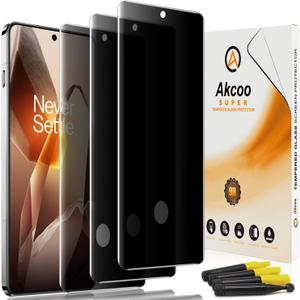 Privacy Screen Protector for OnePlus 13-3 Pack, Tempered Glass UV Set, Anti Spy, 9H Scratch Resistant, Sensitive Touch, Edge to Edge Full Coverage