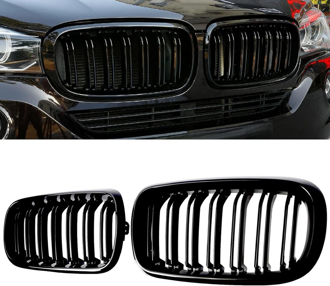X5 F15 GrilleGloss Black Kidney Grill Fit 2014-2018 X5 F15 X6 F16 X5M F85 X6M F86 Dual Slat Double Line