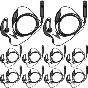 Kingdder 10 Pcs Walkie Talkie Earpiece with Mic 7 Pin Two Way Radio Ear Piece Microphone Earbud Bulk Single Wire Earhook Headset Compatible with Baofeng UV-XR UV9Rplus BF-9700 A58 UV9RPRO UV68