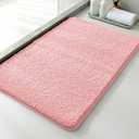 Polyester Bathroom Rug 24"x36" Pink, Non-Slip Soft Shaggy Bath Mat