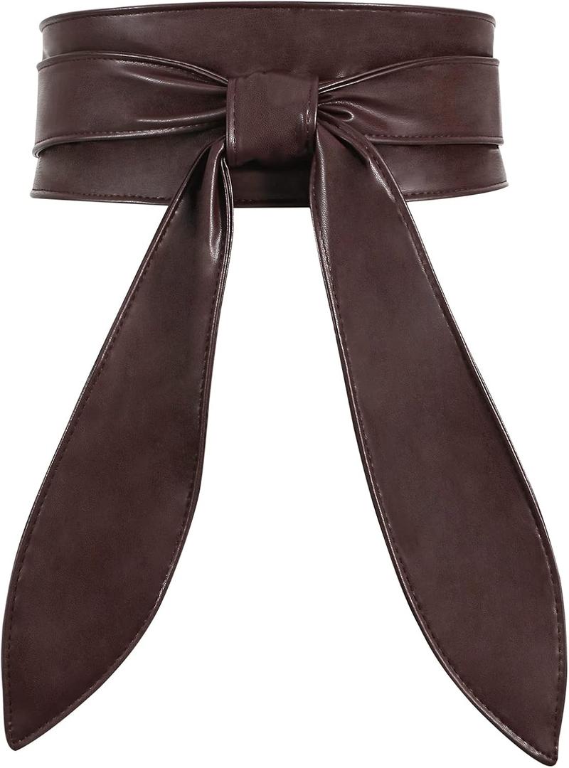 WHIPPY Women Obi Belt Fashion Wrap Around Wide Waistband Knotted Belt for Dress (Fits Waist Size 29"-38", 8-coffee)