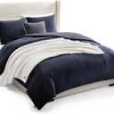 UGG Remina Comforter Set 5 Piece Bed in a Bag with Throw Blanket, Decorative Pillow, Shams, and Reversible Comforter Hypoallergenic Washable Luxury Warm Fluffy Bedding Set, Full/Queen, Navy Blue