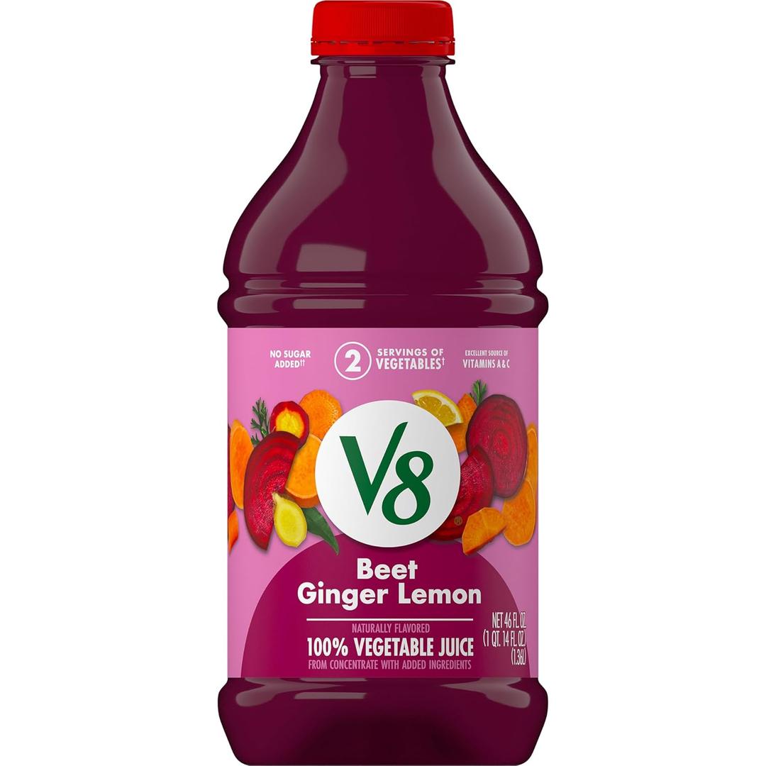 V8 Beet Ginger Lemon 100% Vegetable Juice, 46 fl oz Bottle (EXP 10/23/26)