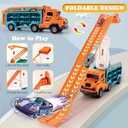 Toddler Car Truck Toys,Car Carrier Truck Toy for Kids Age 3-5 4-8,Foldable Car Track Sets with 2.8-Ft Race Track and 6 Die-Cast Race Cars, Truck Toys Gifts for 3 4 5 6 7 8+ Year Old Boys Girls(orange)