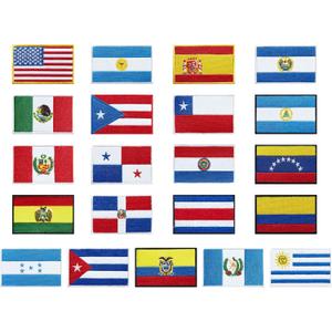 stidsds Latin America 21 Countries Flag Patch Spanish Language Speaking Assorted Latino Flags Embroidered Patches National Flags Military Tactical Patch for Clothes Hat Backpacks Pride Decor(21Pack)
