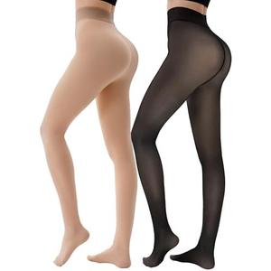 HONGTEYA  Fleece Lined Tights Women - Warm Sheer Pantyhose Fake Translucent Tights Winter Thermal Leggings
