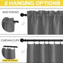 NICETOWN Grey Valances for Windows - Thermal Insulated Room Darkening Kitchen Curtain Rod Pocket Bathroom Valances for Living Room Bedroom Cafe, 1 Panel, 42 x 16 Inch Long