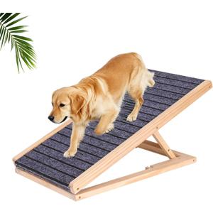 Adjustable Wooden pet ramp with Anti Slip Surface, Foldable Dog ramp, Suitable for Indoor Dog Climbing