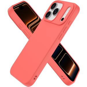 Compatible with iPhone 17 Pro Case, Shockproof Liquid Silicone Protective Phone Case with Soft Anti-Scratch Microfiber Lining Ultra Slim Drop Protection Phone Cover (Peach)