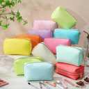 Kigeli 12 Pcs Nylon Makeup Bag Bulk Cosmetic Pouches Preppy Cosmetic Bag for Women Waterproof Travel Zipper Organizer Little Outdoor Accessory Makeup (Nylon, Foam,Macaron)