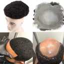 Afro Toupee for Black African Men - Curly Afro Hair Replacement Unit, Men's Weave, Bald Wig, Afro Man Wig