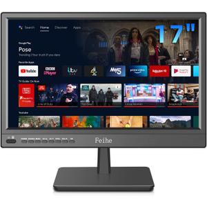 Feihe 17 inch Small Smart TV Built-in Android Operating System, HD Flat Screen Compact Smart Television for Kitchen, Home, RV Camper or On-The-Go Entertainment