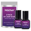 UV Lash Glue for Eyelash Extensions, Curing 1-2 Sec Drying Time, Extreme Retention 7-9 Weeks, Lash Adhesive for UV Light Professional Use Only (5ml/2 Pack)